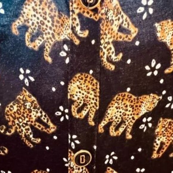 Cable & Gauge Black Blouse with Gold Leopard Print - Picture 4 of 4